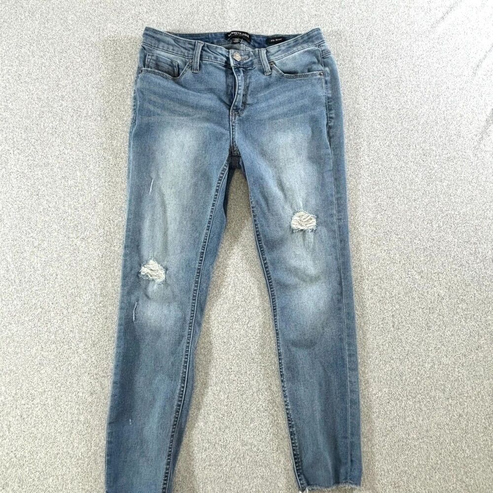 Kenneth Cole New York Jess Skinny Jeans Women's 4 Distressed Raw Hem Light Wash